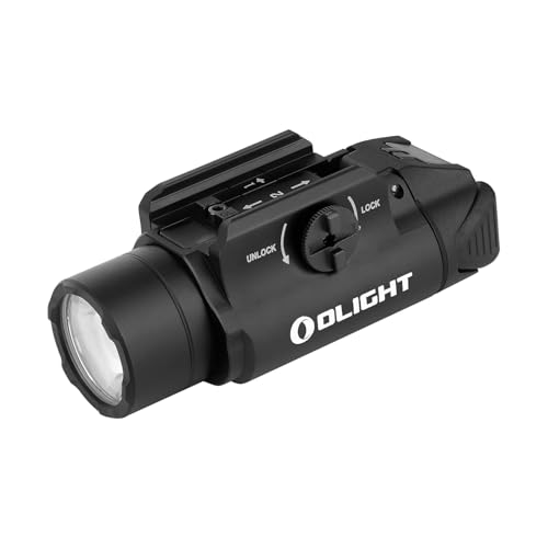 OLIGHT PL-3R Valkyrie Lampe Tactique 1500 Lumens Max 205M Rechargeable Deux Modes d'Éclairage Compactible avec Rail GL et Picatinny Ideal pour Chasse Noir