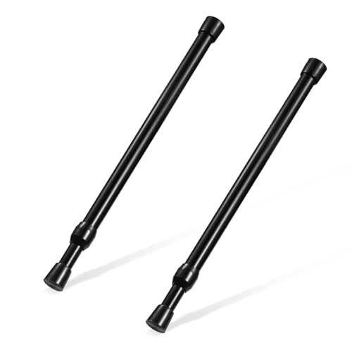 Image of 13-18 inch Spring Tension Rod, Goowin Small Tension Rod, 5 /8 inch Diameter No Drilling Expandable Short Tension Rods Spring Rods, Tension Rods for Closet, Cupboard, Hanging Clothes, Black, 2 Pack