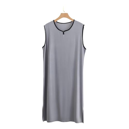Men's Sleeveless Nightgown Round Neck Night Shirt Loose Pajama Sleepwear Nightwear Loungewear Loose Nightdress3