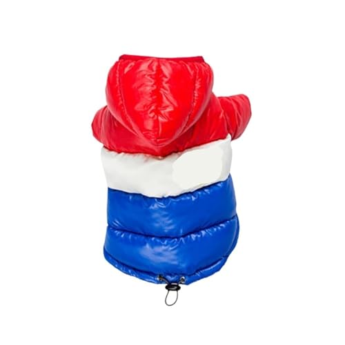 防水犬用ジャケット、小型犬用ダウンコットンベスト、チワワやフレンチブルドッグの子犬用冬用暖かいコート(Red Blue,4XL)