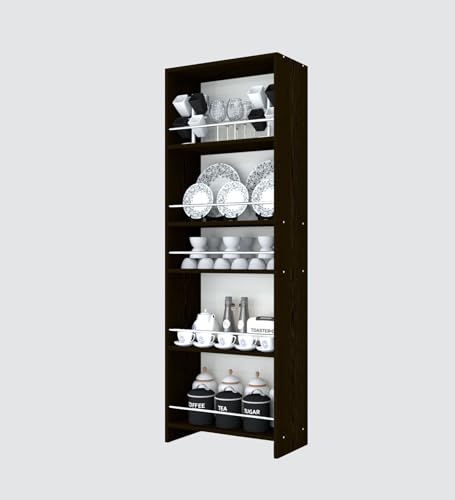 Image of SPECIALITY PANELS Kitchen Cabinet with 5 Open Shelves | Crockery Storage Cabinet | Space Organizer | Termites Resistance | Free Standing Wooden Cupboard for Kitchen Office Home | Dark Brown Wood