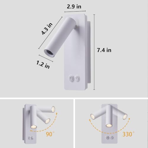 Image of LED Wall Mounted Reading Light, Flexible Gooseneck Book Light for Reading in Bed (Dimmable-White, 1 Pack)