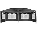 COBIZI Pavillon 3x6M, Wasserdicht, Faltpavillon mit 6 Seitenteilen Stabile UV-Schutz 50+ Pop Up Gartenpavillon Partyzelt für Garten Festivals Camping (3x6M mit 6 Seitenteilen, Schwarz)