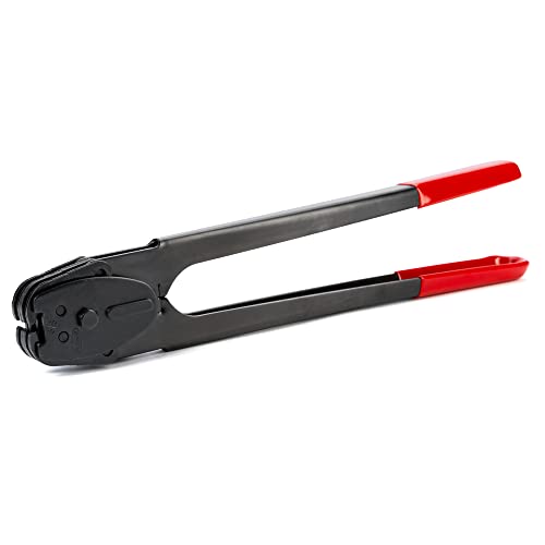 Image of IDL Packaging C-3123 Double-Notched Front-Action Sealer /Crimper for 3 /8 inch Steel Strapping - Durable Tool with Long Handle - Good for Horizontal and Vertical Operation - Heat-Treated Wearing Steel Parts
