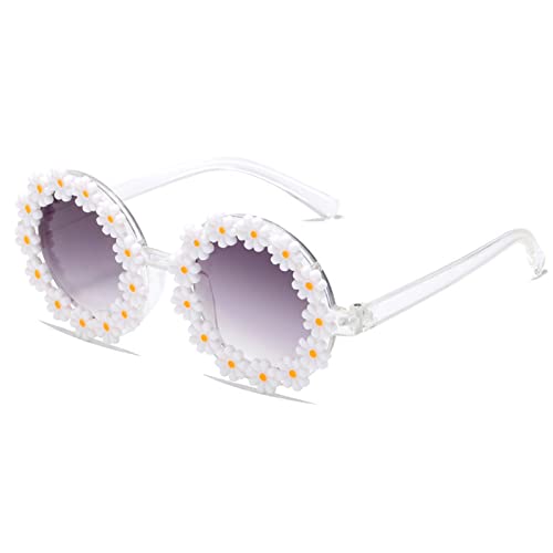 Jinhuibba Girls Round Flower Sunglasses Flower Cute Glasses Uv 400 Protection For Outdoor Beach #TOP2