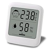 HATUSOKU デジタル温湿度計 快適度顔表示付 温度計 湿度計 スタンド マグネット 吊り下げ 手のひらサイズ (シンプル・時計無し) ホワイト