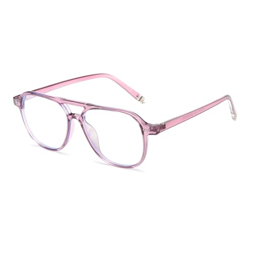 Image of OUWEN Square Aviator Blue Light Blocking Glasses Womens Mens, Anti EyeStrain & UV Glare Computer Gaming Eyeglasses OW2244