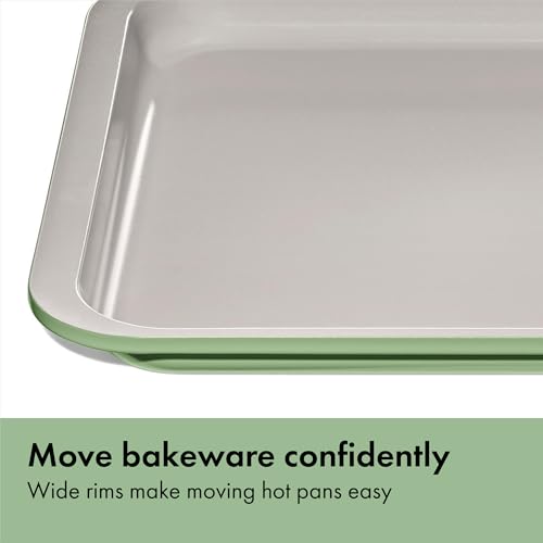 Image of OXO Good Grips Non-Stick Pro Ceramic Coated Metal Bakeware Half Sheet Pan - Basil, Ceramic Non-stick Baking Pans for Oven, Baking Sheet, Cookie Sheets for Oven