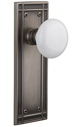 One-Day Sale: Up to 50% Off Nostalgic Warehouse Mission Plate with White Porcelain Knob, Single Dummy, Antique Pewter