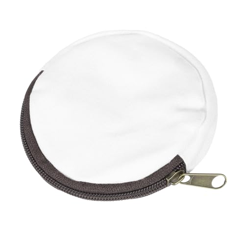 Porte-monnaie rond toile blanche mini pochette zippée homme femme 9,9cm