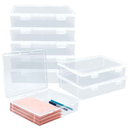 Image of Small Plastic Containers, 8 Pack Pencil Box Clear Pencil Case Clear Plastic Storage Containers, Beads Storage Box Craft Storage Containers For Beads, Crafts, Jewelry, Small Items,6.7 x 9.1 x 2 inches