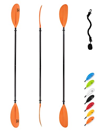 OCEANBROAD Kayak Paddle 90.5in/230cm Alloy Shaft Kayaking Boating Canoeing Oar with Paddle Leash 1 Paddle, Orange