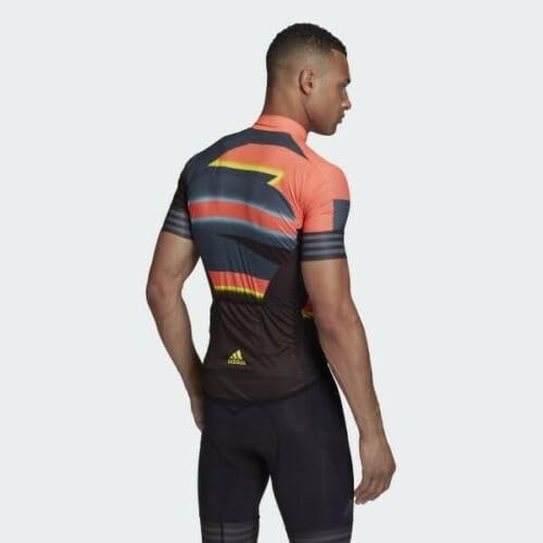 adidas Men's Adistar Jersey Short Sleeve Knitted Creator Graphic Solar Red/Shock Yellow Small