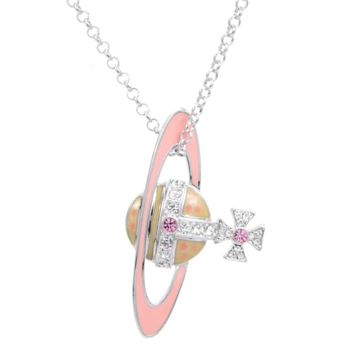 Saturn-Necklace-for-Women-Shining-Crystal-Saturn-Pendant-Necklace-Punk-StyleSilver-Yellow-Pink