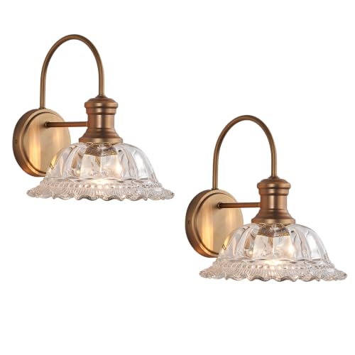 Image of HDDFL Wall Scones Matte Brass Wall Lighting Fixture Vintage Indoor Lamp for Bedroom Living Room Door Header 2 Pack