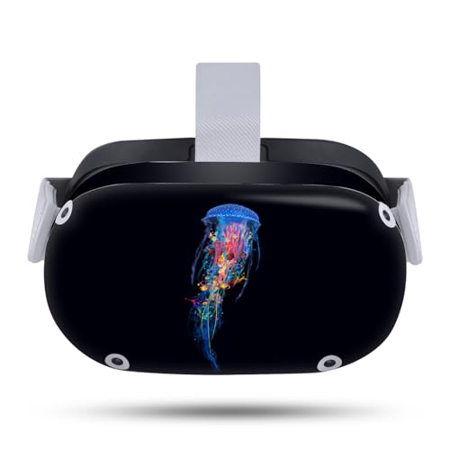 Head Case Designs Officially Licensed Dave Loblaw Blue Jellyfish Sea 2 Vinyl Sticker Skin Decal Cover Compatible with Meta Quest 2