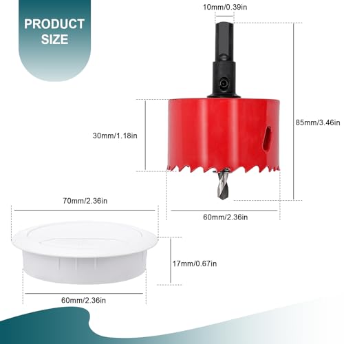 8 Stück Schreibtisch Kabeldurchführung mit Lochsäge 60mm Kabeldurchlass Kabelauslassdose Kabelauslass Weiß Kabeldurchführung Tisch Rund für Tisch Büro Arbeitsplatten