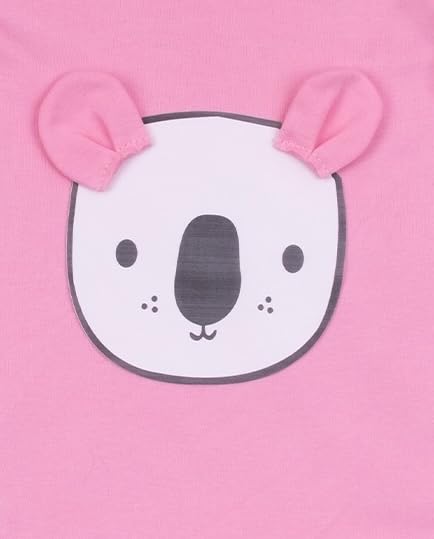 Image of 100% Cotton Animal face Print with 3D ears Rompers Sleepsuits Jumpsuit Night Suits for Infants Newborn Baby Boys & Girls