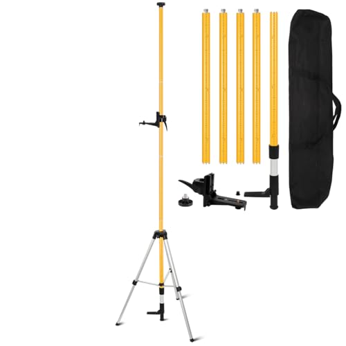 Mountlaser Niveau laser télescopique, niveau laser avec trépied, 3,7 m avec fixation laser 1/4« par 20 » pour niveau laser rotatif et linéaire, écrou d'adaptation 5/8'-11 inclus