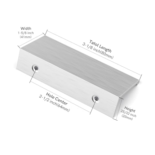 Image of Rergy 10 Pack 2-1 /2 inch Cabinet Pulls Brushed Nickel Finger Pulls for Cabinets