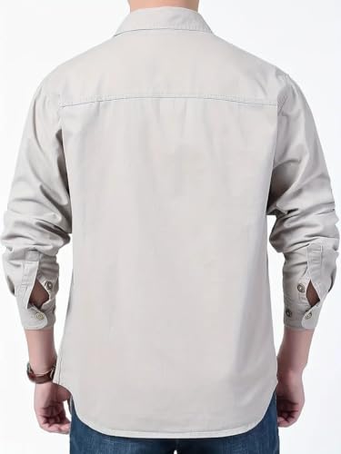 Image of FABRIPPLE Men's Cargo Jacket Shirt | 100% Cotton | 6 Pocket Utility Overshirt | Casual & Outdoor Wear | Breathable & Lightweight Fabric
