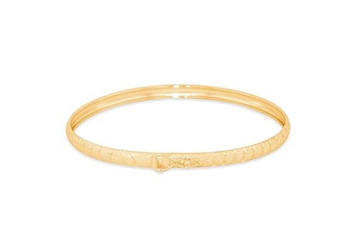 Floreo 10k Yellow Gold 4mm Subtle Stripe Satin Finish Textured Flex Bangle Bracelet3