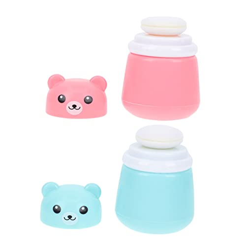 Gogogmee 2Pcs Portable Talcum Powder Puff Box Bear Shaped Body Powder Container for and After Bath Use Gentle Convenient Storage