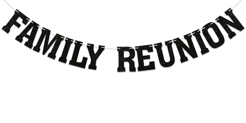 Family Reunion Banner - Family Reunion Party Decorations, Welcome Home, Home Sweet Home, Baby Shower Decorations Black Glitter