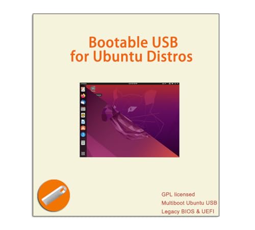 EZITSOL USB for Ubuntu 24.04 & 22.04 64bit,Lubuntu 18.04 32bit | 3IN1 Bootable Linux USB flash...