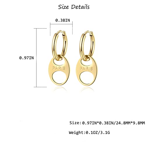 18K Gold Plated Hoop Earrings For Women, Wide Half Circle Earrings Pearl Earrings For Girls Gold Moon Stud Earrings Jewelry Valentine's Day Gifts (Paris) #TOP3