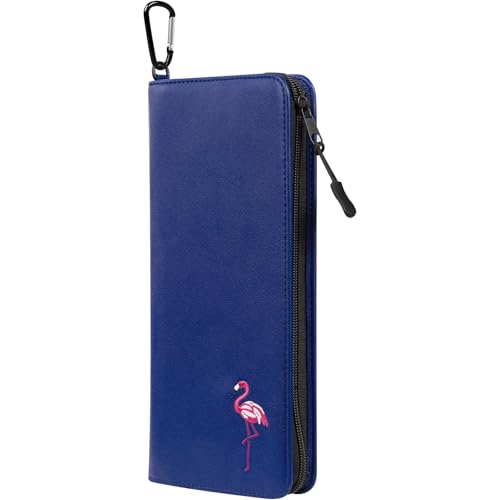 Estuche para guantes de golf bolsa con cremallera organizador de viaje flamencos azul