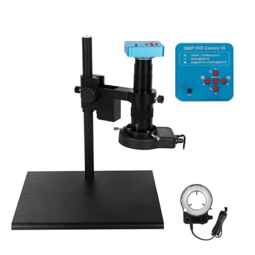 顕微鏡キット 18.0x HD産業用デジタルビデオ顕微鏡セット1080P 48MP / 38MP / 13M HDMI金属製 顕微鏡レンズアダプター(Mid Base 38MP HDMI)