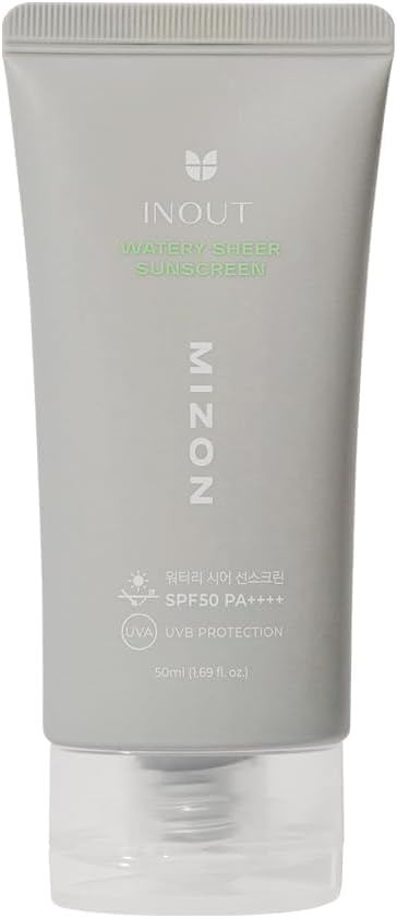 [MIZON] INOUT Watery Sheer Sunscreen SPF50+PA++++ (50ml) Protector Solar Fluido + Cuidado de la Piel Coreano, Protección 24H, Hidratante, Ácido Hialurónico, 100% Vegano