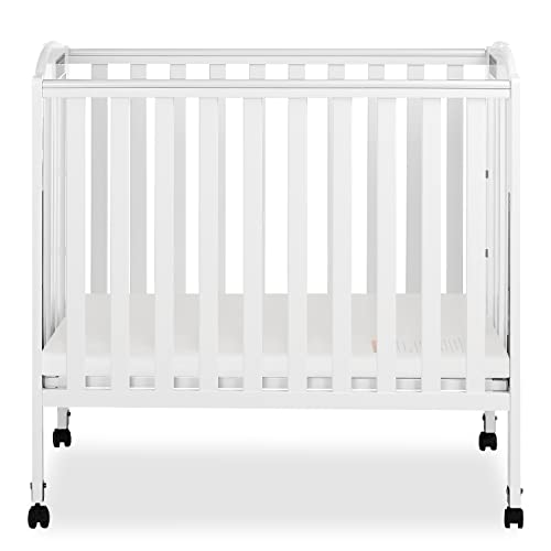 Dream On Me 3 In 1 Portable Folding Stationary Side Crib In White, Greenguard Gold Certified, Safety Wheel With Locking Casters, Convertible, 3 Mattress Heights #TOP1
