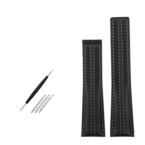 Bracelet de montre connectée 22mm cuir noir pour montre Héritage