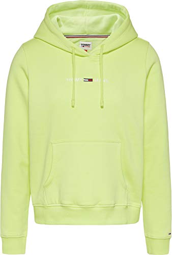 Tommy Jeans TJW Linear Logo Hoodie Suter, Lima Desteñida, XS para Mujer