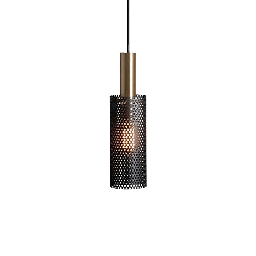 Lustre Luminaire Petite suspension créative en métal découpée, lumière suspendue à tête unique, plafonnier, abat-jour en grille de fer, lustre de décoration de chevet de chambre (Couleur : Noir)