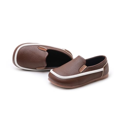 Image of SOFMUO Toddler Boys Girls Loafers Slip On Little Kids Oxford Dress Flats Casual Boat Shoes School Uniform Moccasin Daily Walking Shoes