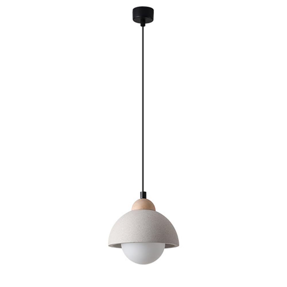 LYMSXAZOU Nordic Concrete Pendant Light Globe Glass Hanging Lamp Shade Dome Cement G9 Drop Ceiling Lights for Bedroom Kitchen Island Dining Table Chandelier