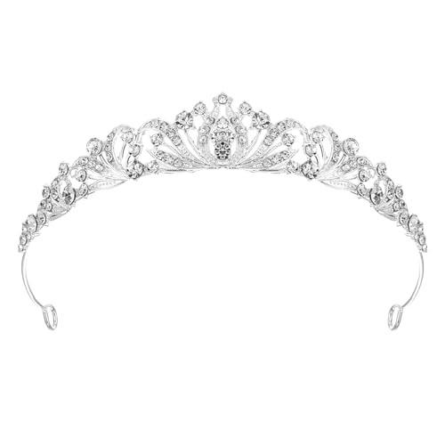 Tiaras And Crowns for Women Exquisite Rhinestone Queen Crowns for Women Girls Beautiful Princess Tiara for Halloween Cosplay Christmas Birthday Prom Bridal Party(Silver)