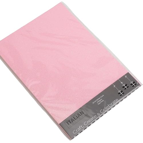 Italian Options Non-Shed Glitter Cardstock Paper Sturdy Glitter Card for Electronic Die-Cutter Machines Christmas Crafts and Card Making Supplies 10 Coloured Sheets A4 250gsm Pale Pink