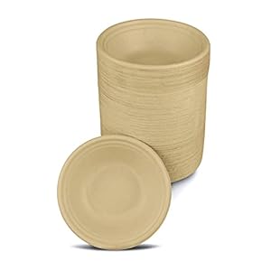 Tellus Products, Eco-Friendly (125-Count) 12 Oz Disposable Bowls – Compostable, Durable Tableware – Grown & Made in the USA – No PFAS Added (Natural Color)