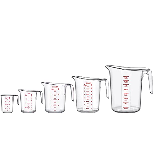 Image of Amazing Abby - Melissa - Plastic Measuring Cups (5-Piece Set), Food-Grade Measuring Jugs, 1 /2 /4 /8 /16-Cup Capacity, Unbreakable, Stackable, Dishwasher-Safe, Great for Oil, Vinegar, Flour, and More