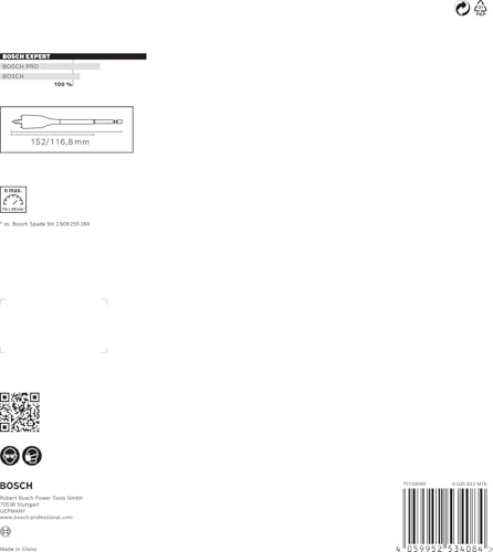 Bosch 7x EXPERT Self Cut Speed Spade Drill Bit Set (for Softwood, Particleboard, Ø 16-32 mm, Professional Accessory Rotary Drill/Drivers)