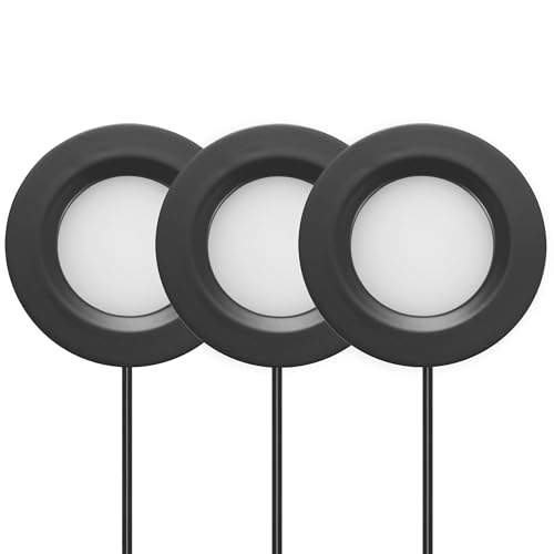 GETINLIGHT 2.75' Under Cabinet LED Puck Lights Kit, Plug-in 12V Set with in-Line Dimmer, 3000K Warm...