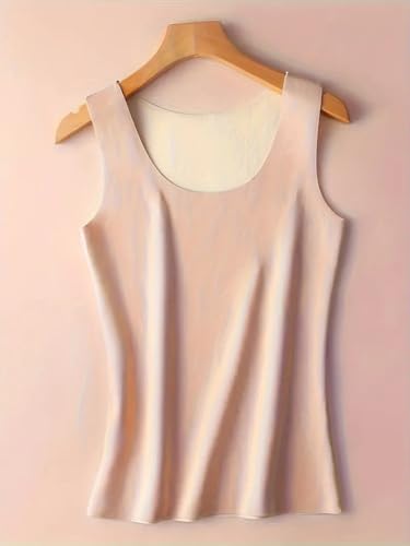 ELEG & STILANCE Thermal Tank Top Womens Fleece Lined Underwear Tops Undershirt for Women Cotton Cami Warm Base Layer Vest Scoop Neck (in, Alpha, S, Skin) - Image 4 thumbnail