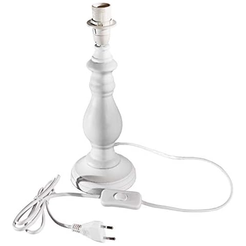Druline Sami Base Lamp - Table Lamp - Ceramic - Wooden Lamp - White - Easy To Assemble Cover