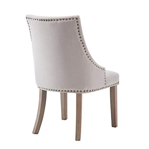Nobpeint Dining Chair Beige Fabric Leisure Padded Ring Chair, Nailed Trim, Set Of 2 #TOP5