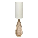 Elegant Designs LF1047-NAT 46.75' Tall Boho Coastal Inspired Rustic Paper Rope Rattan Wicker Look Floor Lamp with Light Beige Fabric Shade, Natural