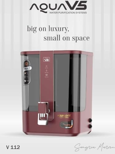 Image of Aqua V5 RO Water Purifier RO + Active Copper + Alkaline Pre Filter + Sediment + Pre Carbon + RO Membrane + Post Carbon, 10L Storage,15 L Capacity, (Maroon)
